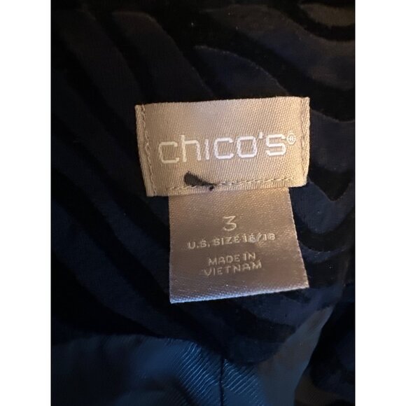 Chicos Animal Print Velvet Jacket Size 16/18 Polyester Black & Gray Witchy Goth - Picture 2 of 7